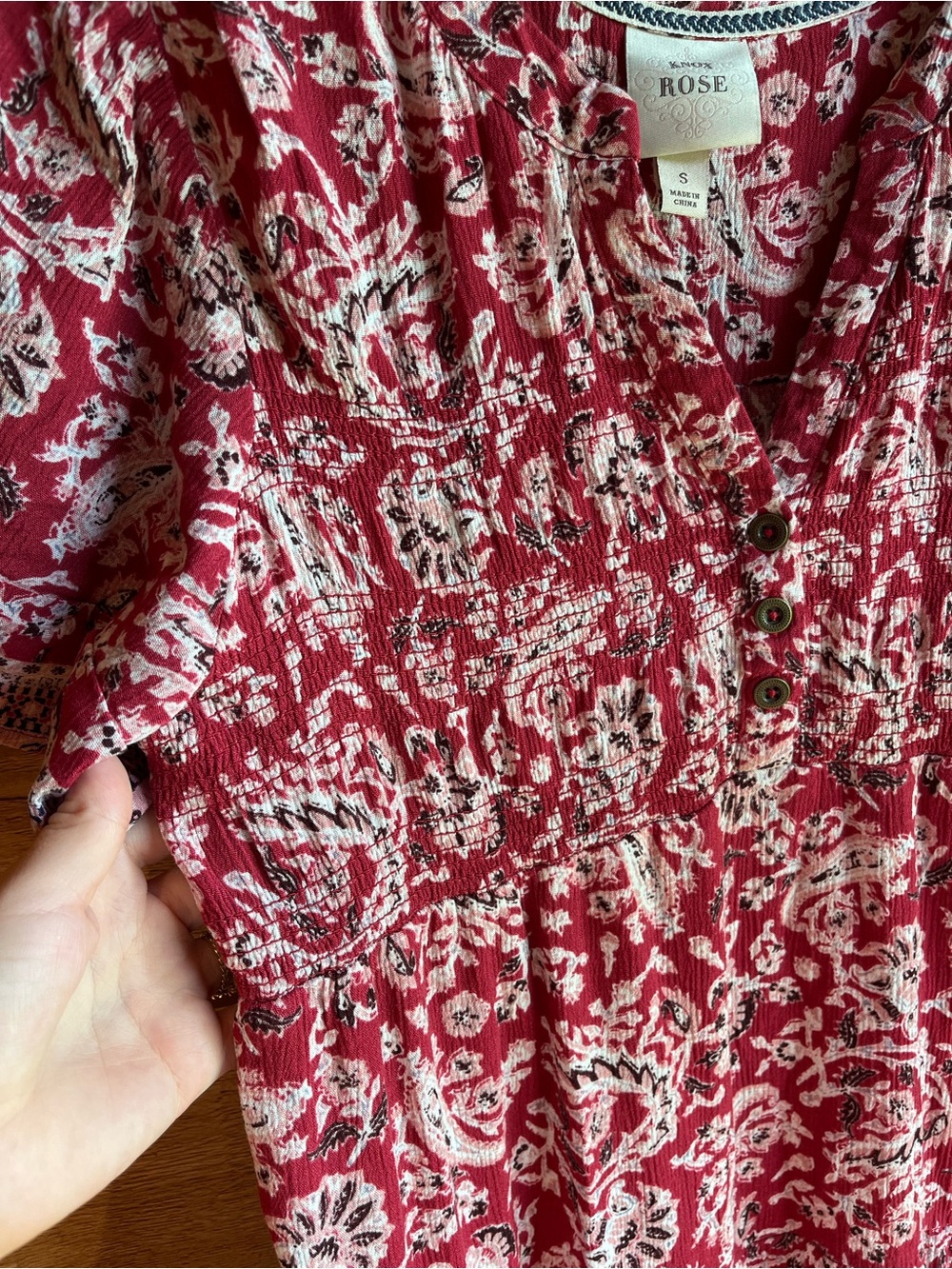 KNOX ROSE - Boho Red Floral Midi Dress Lightweight Summer Dress - Picture 6 of 11